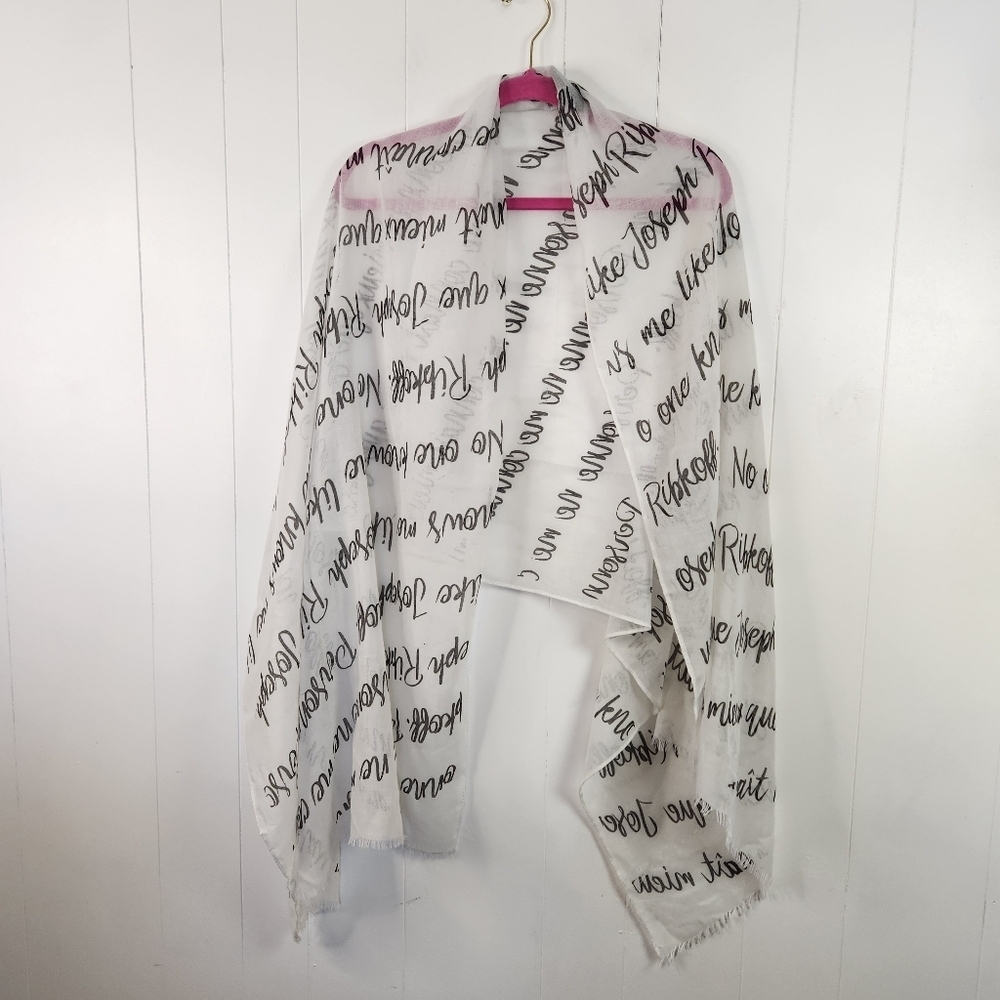 Joseph Ribkoff White Black Sheer Scarf Spring Summer Womens 72"x27" Classy